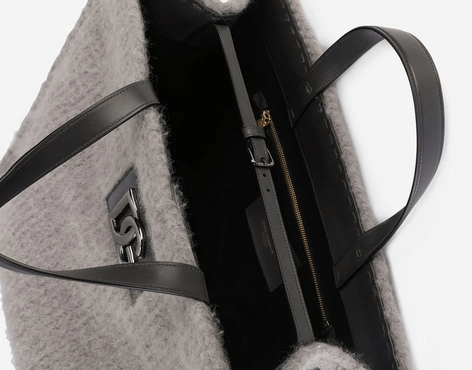 Túi Dolce & Gabbana Knit Beatrice Shopper With DG Logo 'Grey' BM6953AQ4328S395 - Ảnh 5