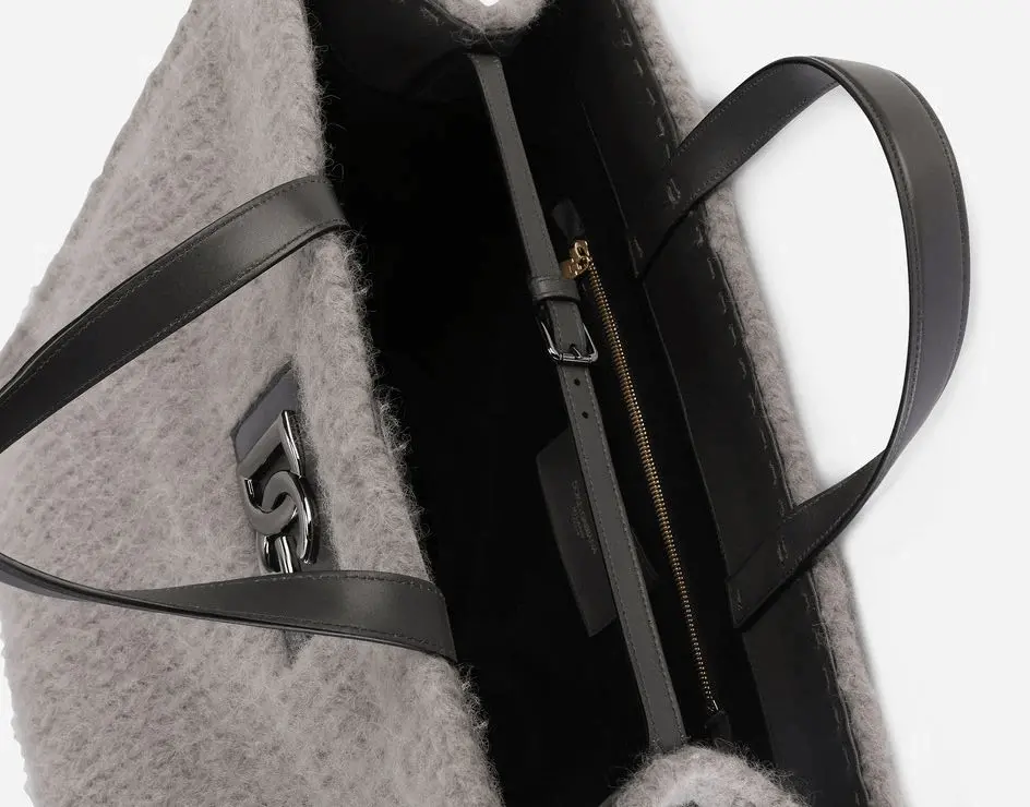 Túi Dolce & Gabbana Knit Beatrice Shopper With DG Logo 'Grey' BM6953AQ4328S395 - Ảnh 5