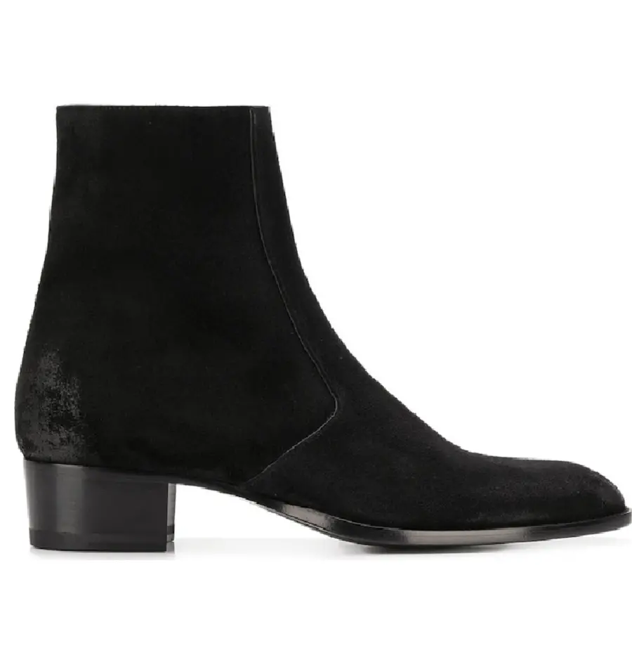 Giày Saint Laurent Wyatt Zippered Boots Suede 'Black' 5536210W3001000