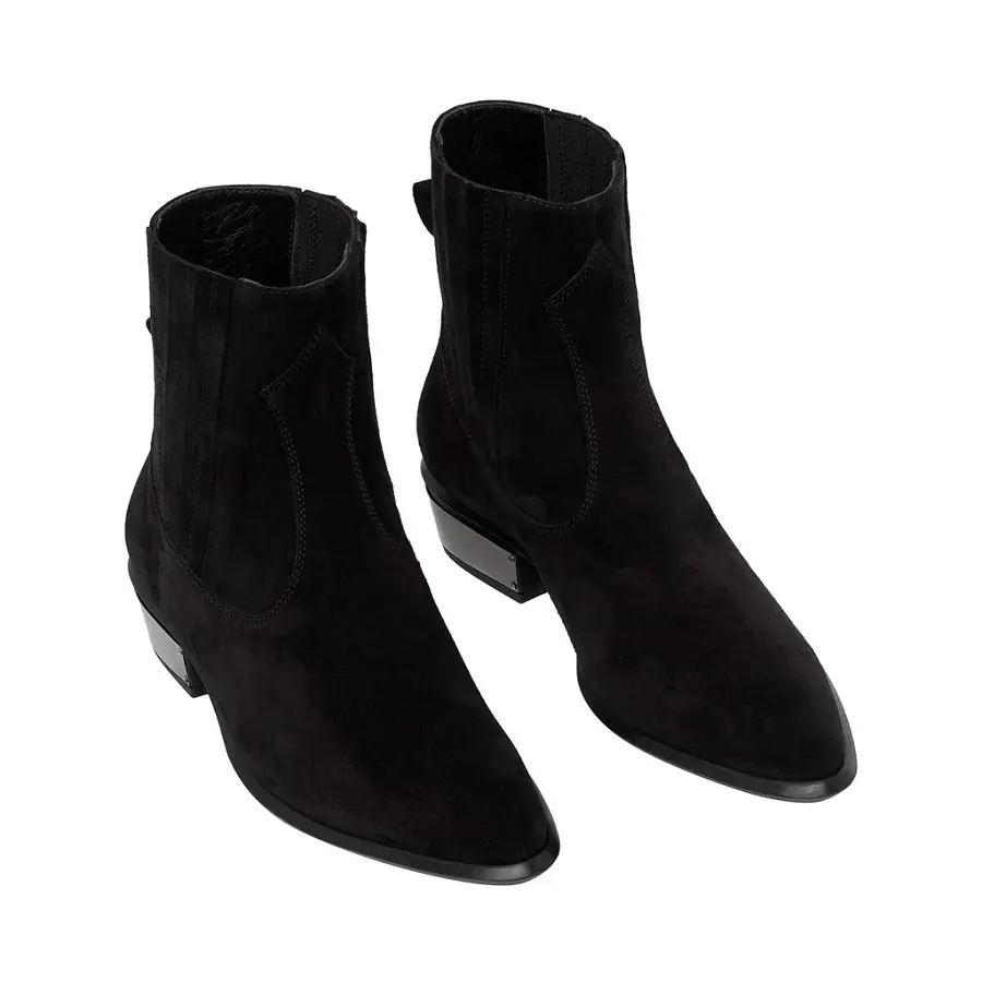 Alternative view of Giày Saint Laurent Wyatt Zippered Boots Suede 'Black' 5536210W3001000
