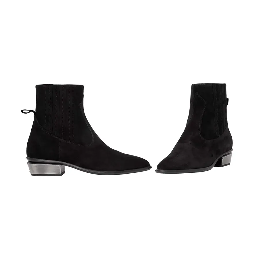 Giày Saint Laurent Wyatt Zippered Boots Suede 'Black' 5536210W3001000 - Ảnh 3