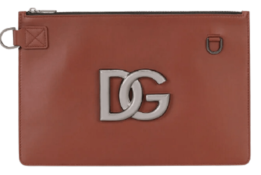 Túi Dolce & Gabbana Flat Calfskin Toiletry With DG Logo 'Brown' BP2589AO9168Z015