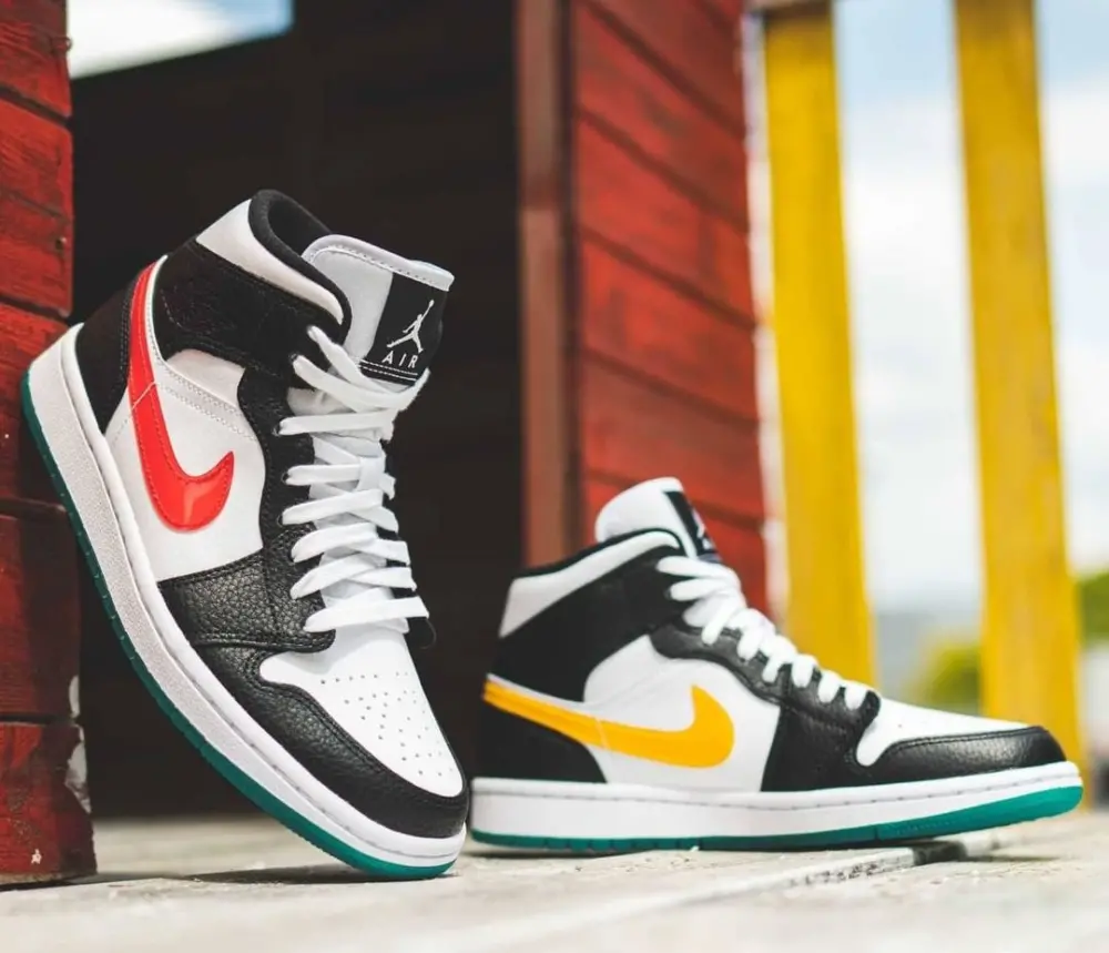 Alternative view of Giày Nike Air Jordan 1 Mid Alternate Swooshes 'Red x Yellow' BQ6472-063