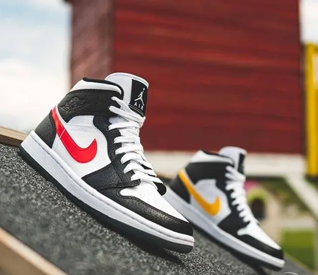Giày Nike Air Jordan 1 Mid Alternate Swooshes 'Red x Yellow' BQ6472-063 - Ảnh 3
