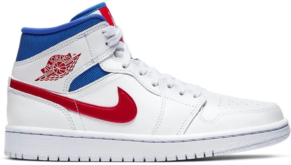 Giày Nike Air Jordan 1 Mid "White Red Royal" BQ6472-164