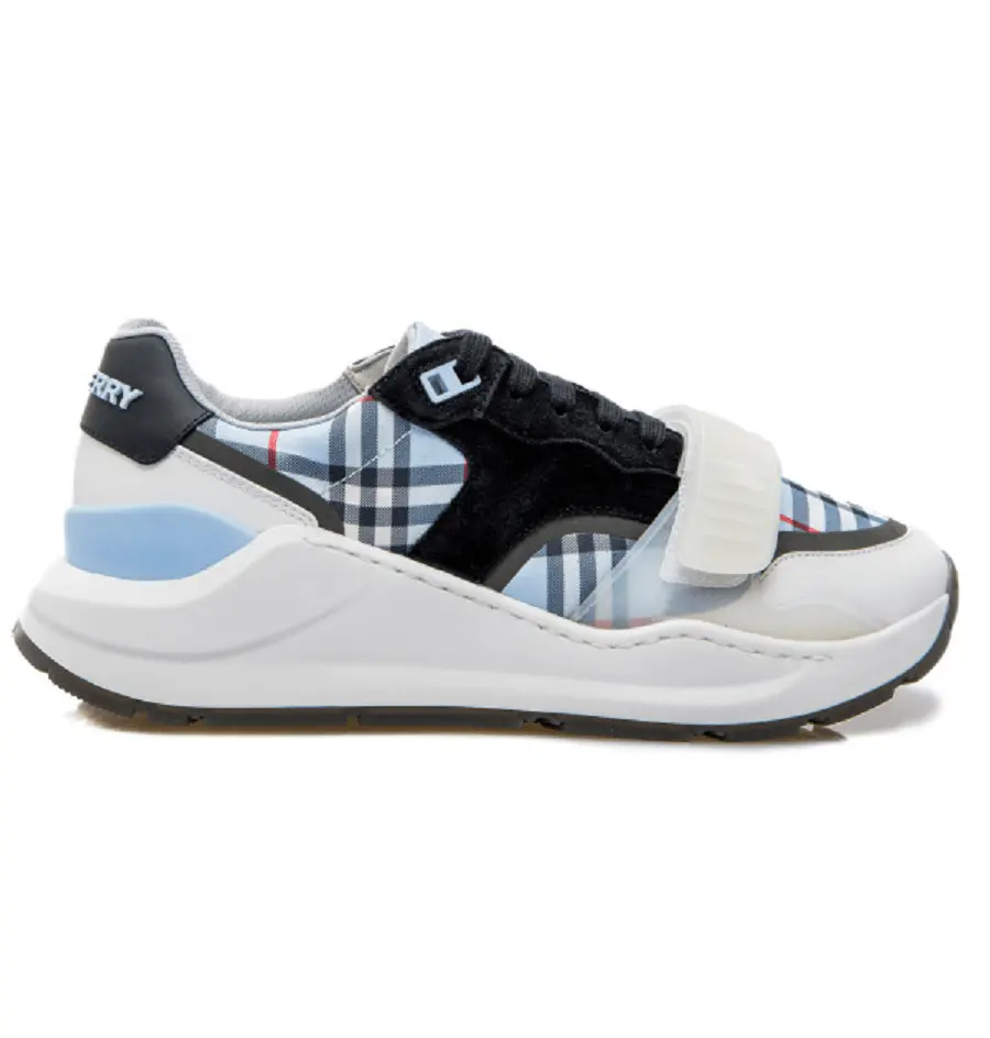 Giày Burberry Check Nylon Leather 'Pale Blue' 80514151