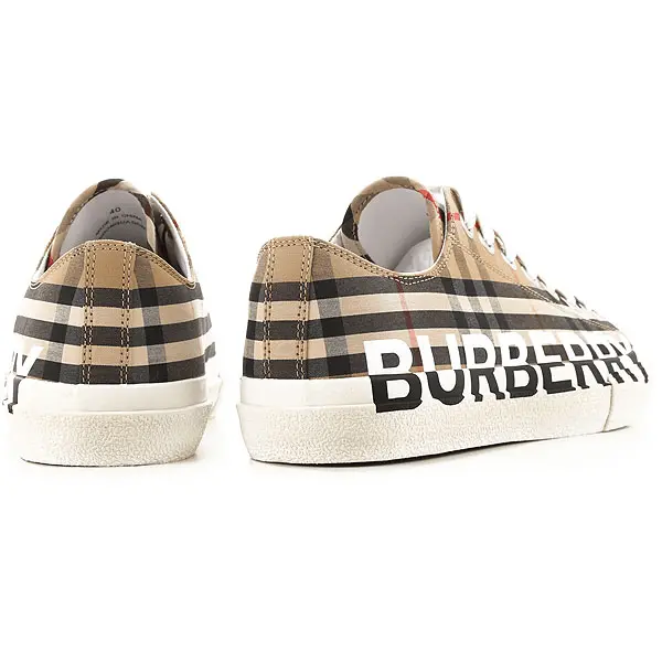 Giày Burberry Logo Print Vintage Check Cotton Beige 80243011 - Ảnh 3