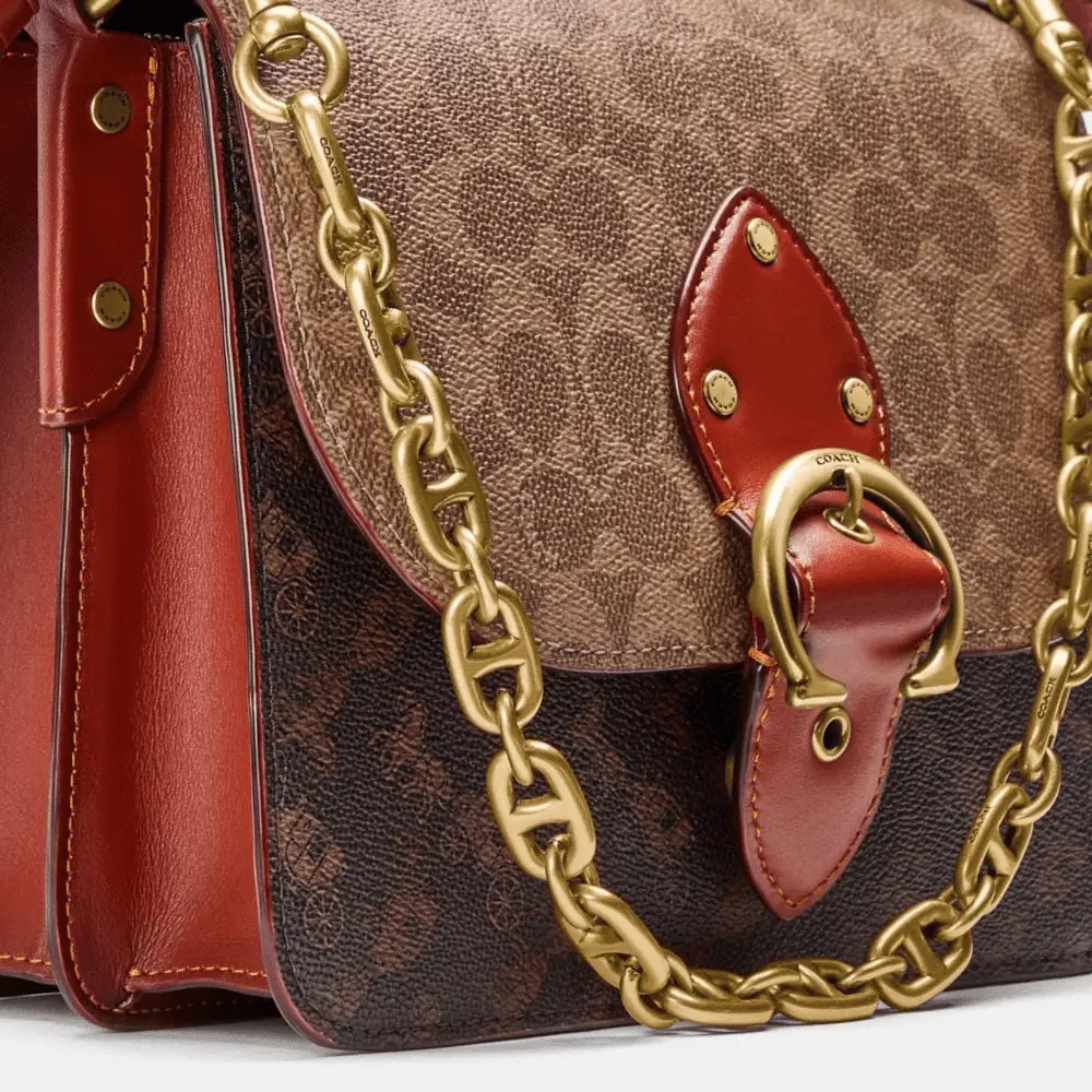 Túi Coach Signature Carriage Coated Canvas Beat Shoulder Bag 'Brown' C2418 B4SI0 - Ảnh 5