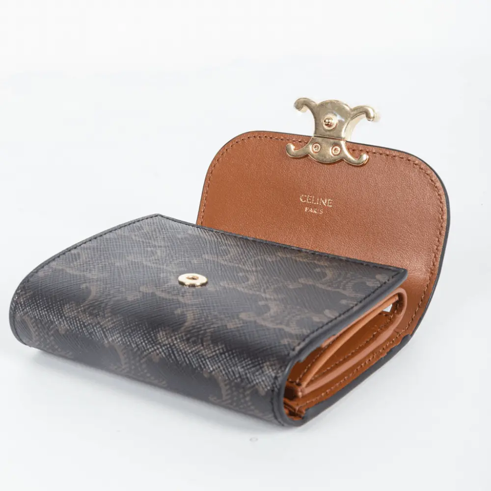 Túi Celine Small Triomphe Wallet In Triomphe Canvas 'Tan' 10D782CQH-04LU - Ảnh 4