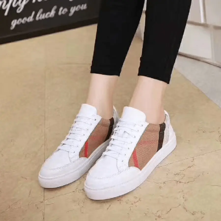 Alternative view of Giày Burberry House Check And Leather 'Optic White' 80243261
