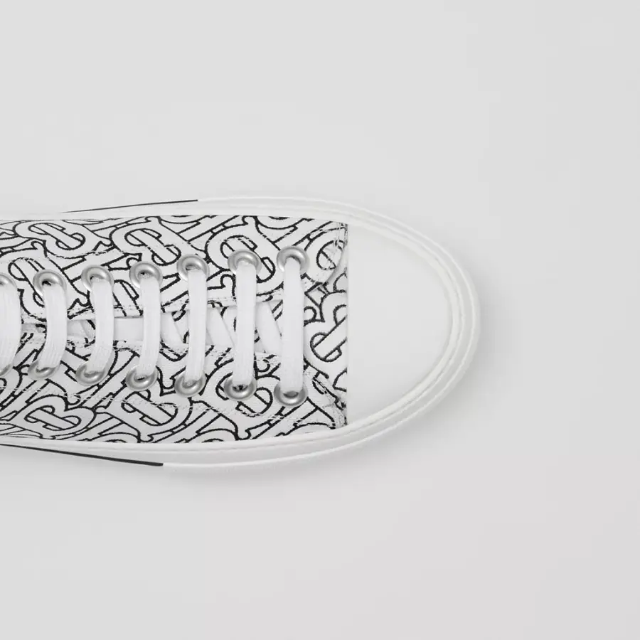 Giày Burberry Monogram Print Cotton 'Optic White' 80505111 - Ảnh 3