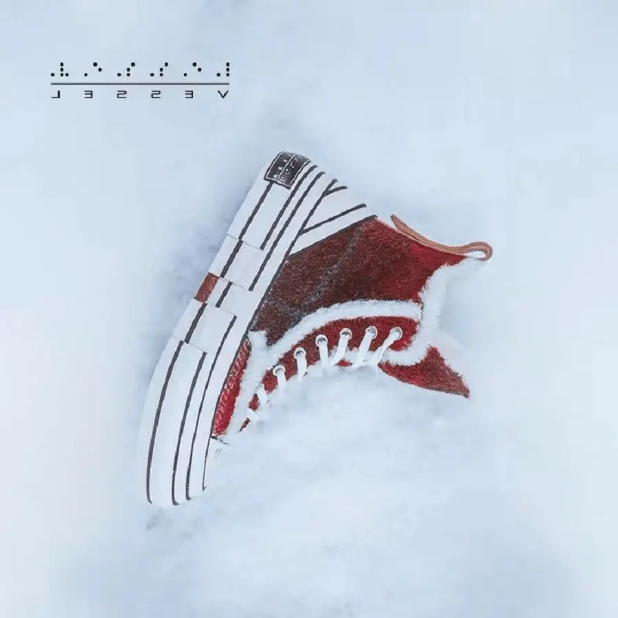Giày xVESSEL x Harris Tweed G.O.P. Winter Highs Cherry Red - Ảnh 3