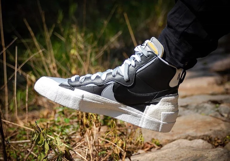 Giày Nike Blazer Mid sacai Black Grey BV0072-002 - Ảnh 4
