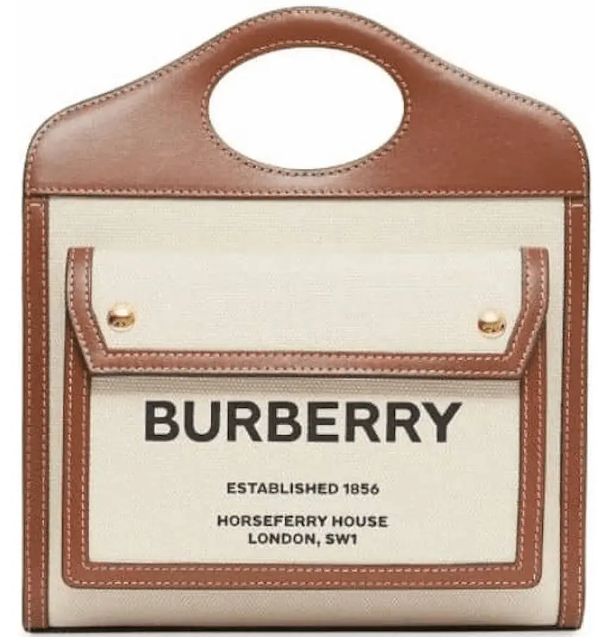 Túi Burberry Bag Mini Two-tone Canvas Leather Pocket 'Beige' 80393611