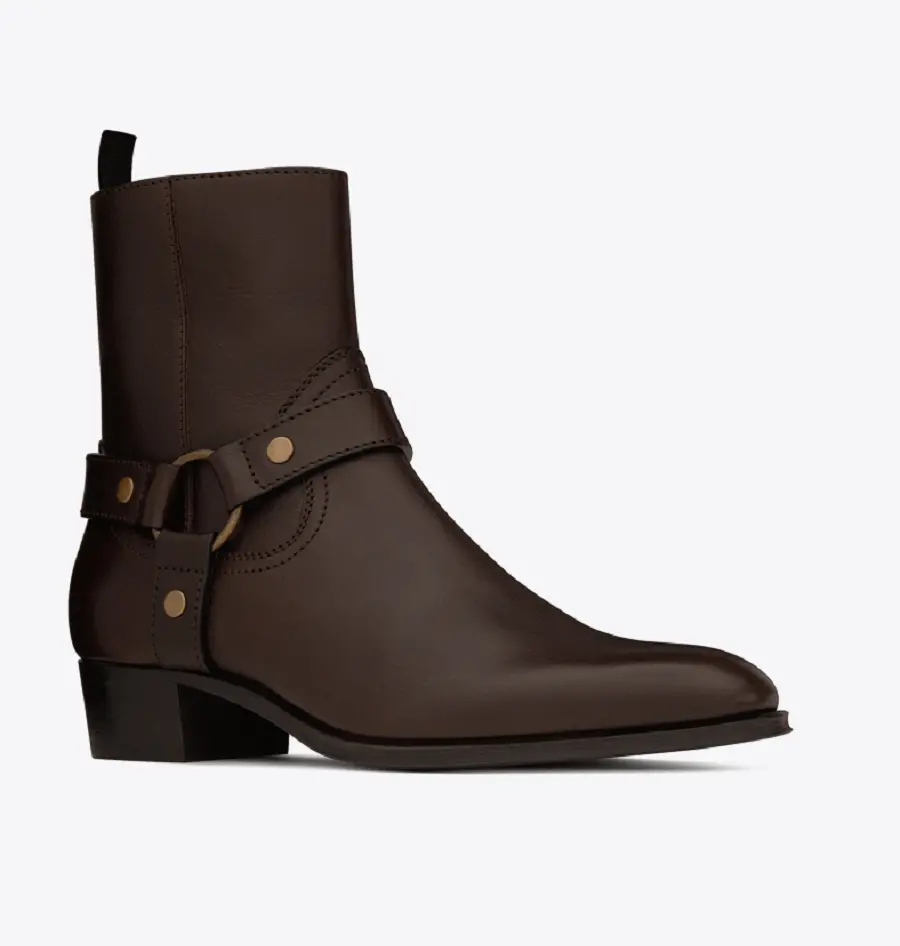 Alternative view of Giày Saint Laurent Wyatt Harness Boots In Smooth Leather 'Chocolate' 64909418T006023