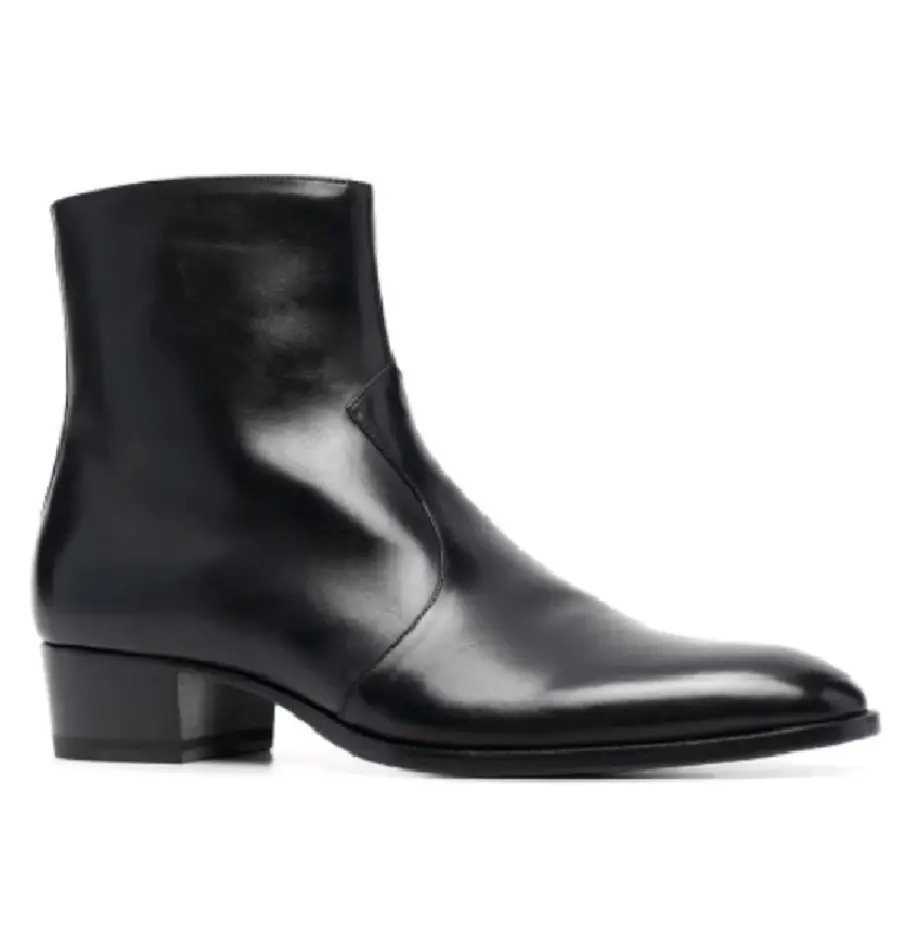 Giày Saint Laurent Wyatt Zipped Boots In Smooth Leather 'Black' 6826271YL001000 - Ảnh 4