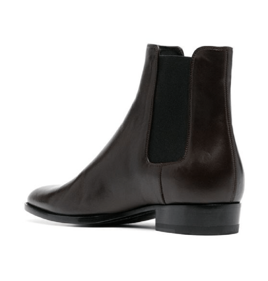Giày Saint Laurent Wyatt Chelsea Boots In Smooth Leather 'Brown' 6341952PN002704 - Ảnh 3