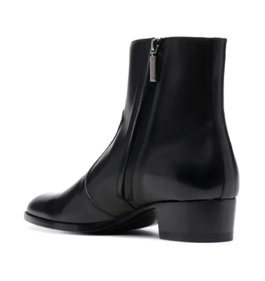 Giày Saint Laurent Wyatt Zipped Boots In Smooth Leather 'Black' 6826271YL001000 - Ảnh 3