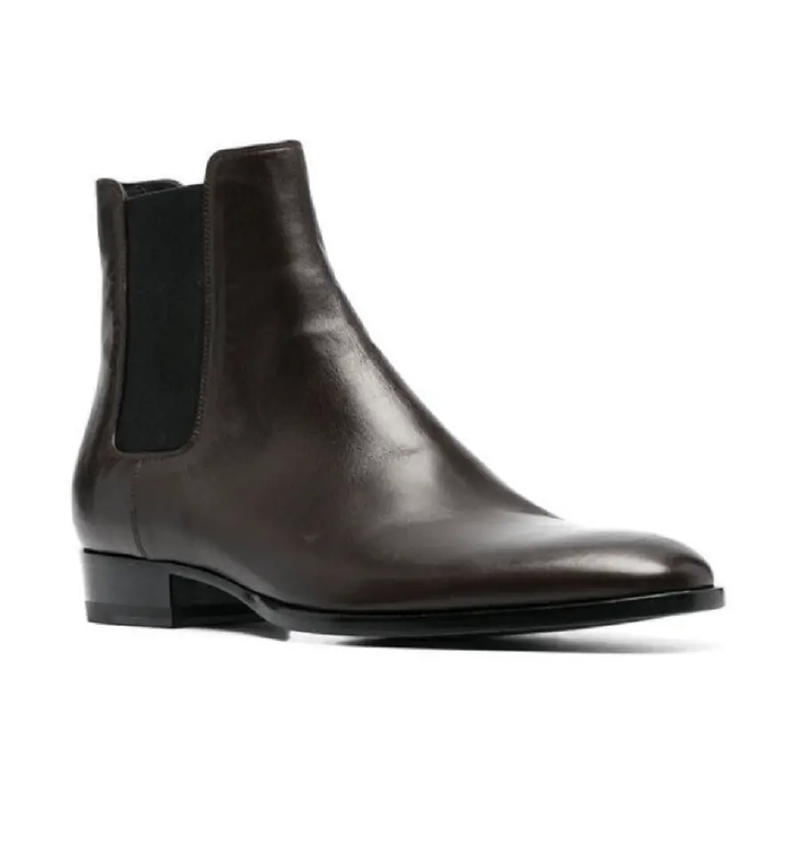 Alternative view of Giày Saint Laurent Wyatt Chelsea Boots In Smooth Leather 'Brown' 6341952PN002704
