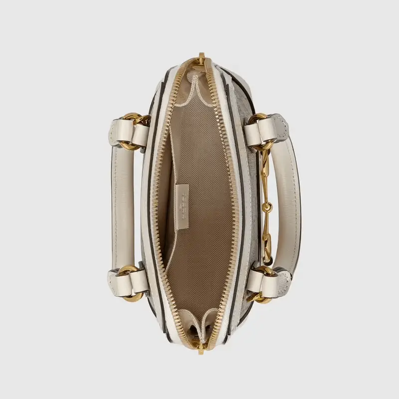 Alternative view of Túi Gucci Horsebit 1955 Mini Top Handle Beige And White Leather ‎640716-92TCG-9761