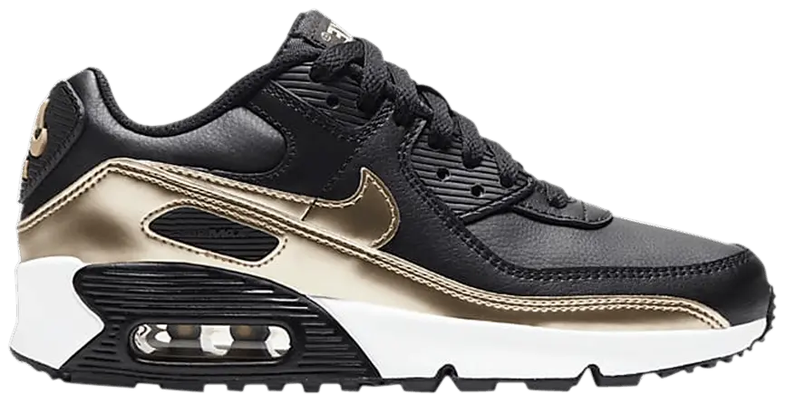 Giày Nike Air Max 90 LTR GS 'Black Metallic Gold Star' CD6864-008