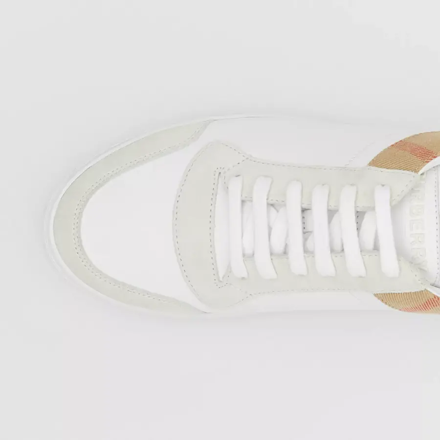 Giày Burberry Suede And House Check 'Optic White' 80241251 - Ảnh 4