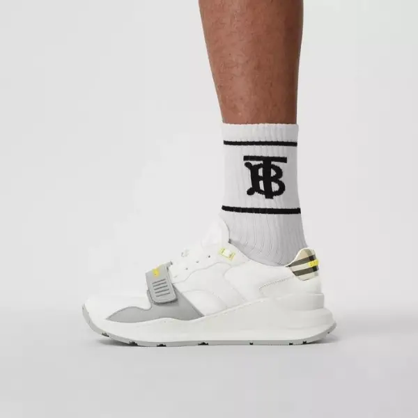 Alternative view of Giày Burberry Vintage Check Suede White Beige 80372581
