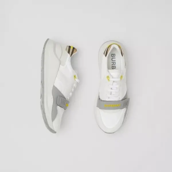 Giày Burberry Vintage Check Suede White Beige 80372581 - Ảnh 3