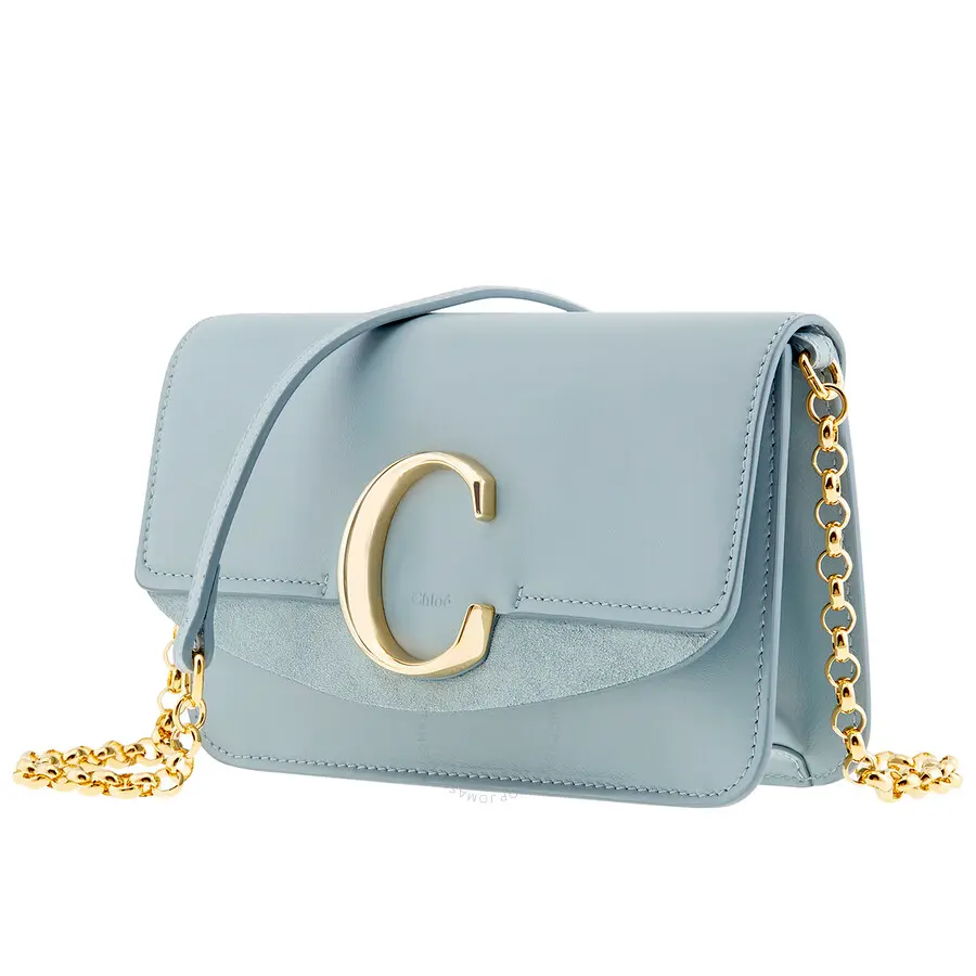 Túi Chloe' Light Blue Leather C Crossbody Bag CHC19SS192A3744L - Ảnh 4
