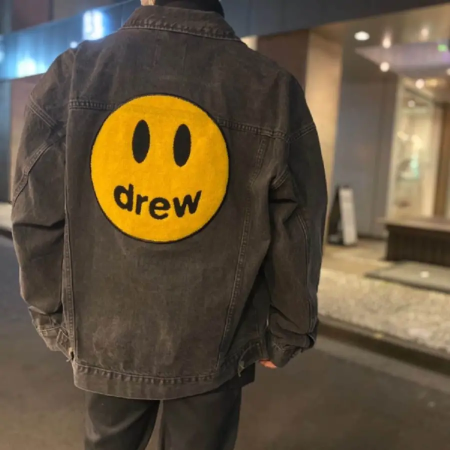 Áo Drew House Chenille Mascot Patch Trucker Jacket Black - Ảnh 6