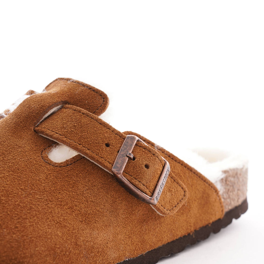 Dép Birkenstock Boston Shearling Suede 'Leather Mink' 1001140 - Ảnh 3