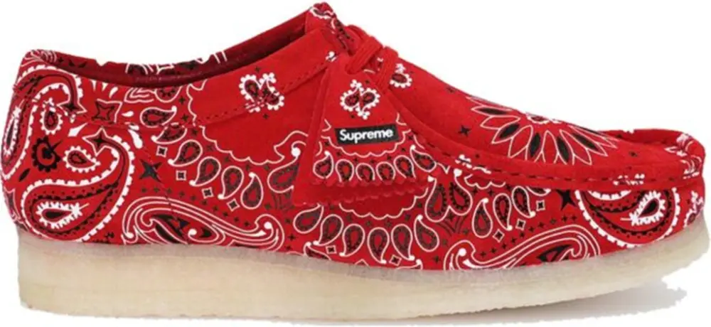 Giày Clarks x Supreme Wallabee Bandana 'Red' 261-42399