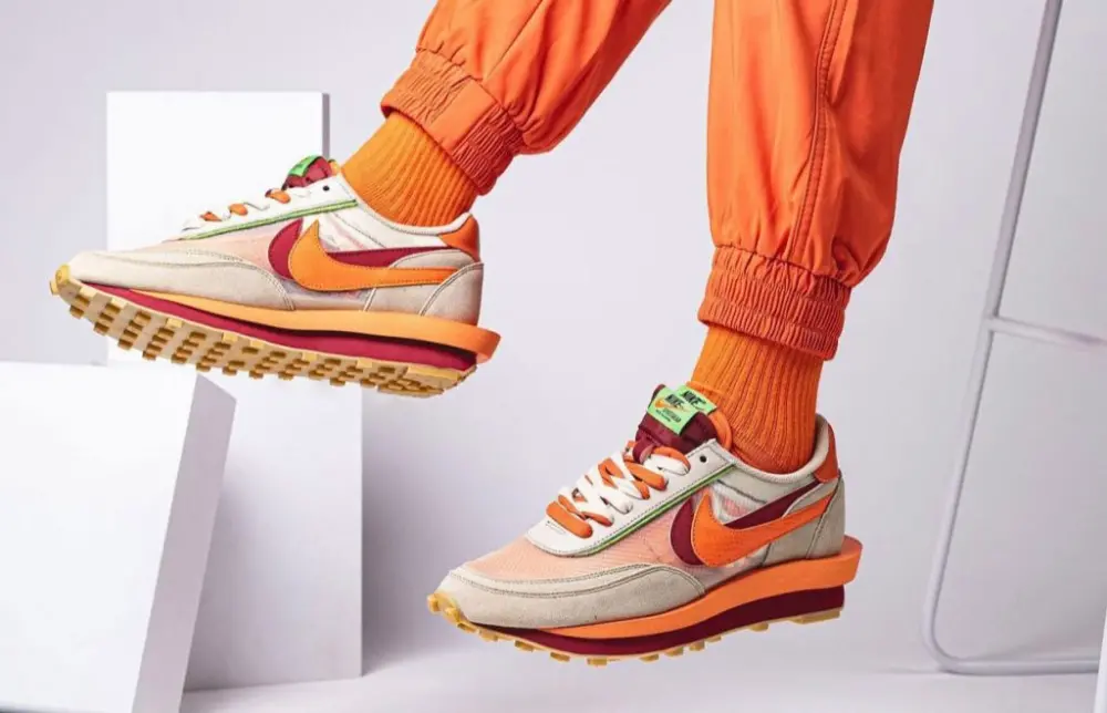 Giày Nike Sacai x Clot x LDWaffle 'Net Orange Blaze' DH1347-100 - Ảnh 3