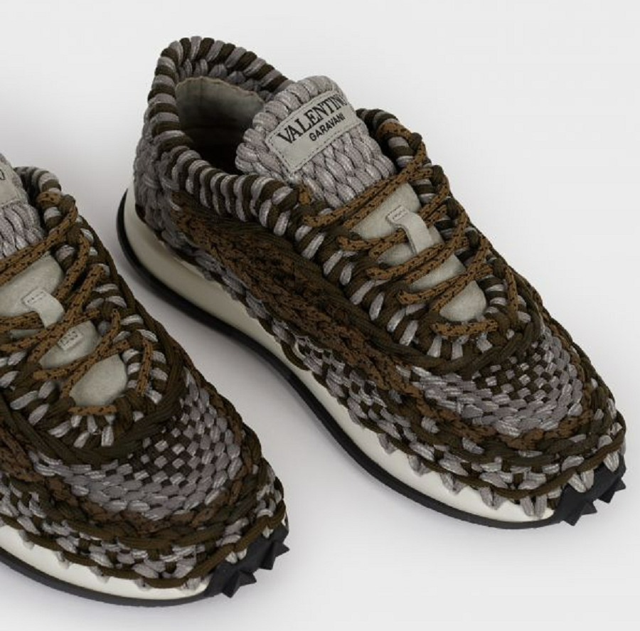 Giày Valentino Garavani Crochet Woven Fabric Sneakers WY2S0E41ZXBY08 - Ảnh 3