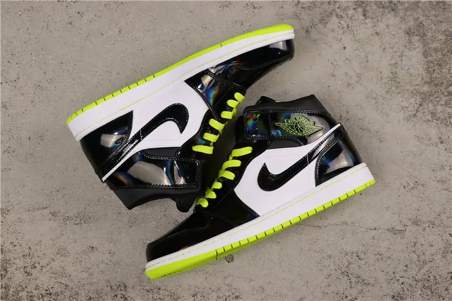 Alternative view of Giày Nike Jordan 1 Mid Black Cyber 'Mystic Green' BQ6931-003
