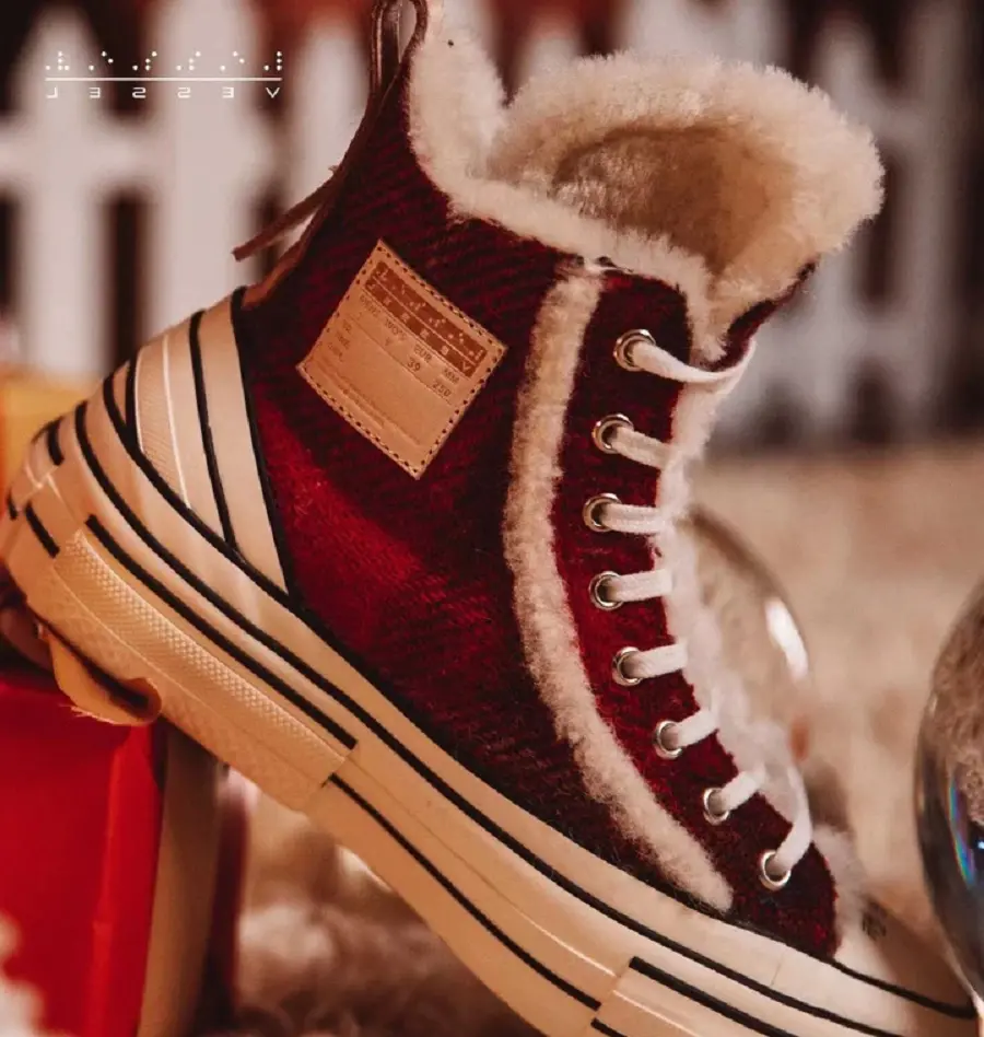Giày xVESSEL x Harris Tweed G.O.P. Winter Highs Cherry Red - Ảnh 8