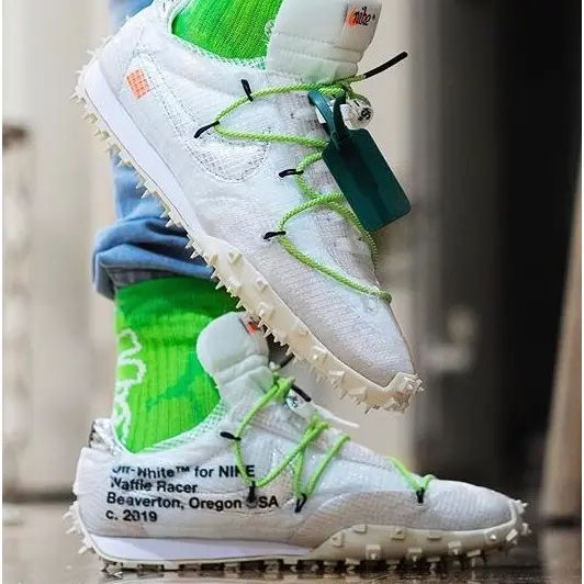 Alternative view of Giày Nike Waffle Racer Off-White 'White Green' CD8180-100