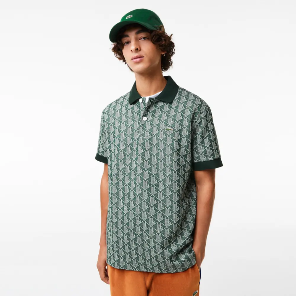Áo Lacoste Classic Fit Print Contrast Collar 'Green' DH0073-7M4 - Ảnh 4