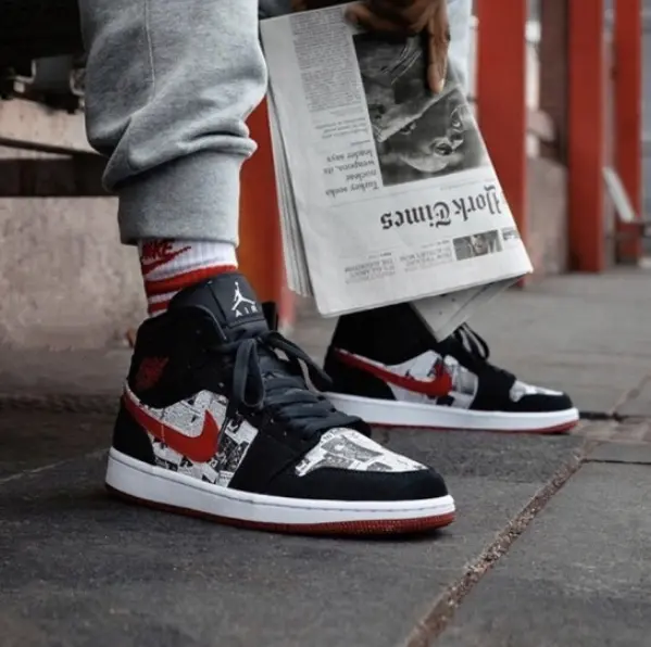 Giày Nike Air Jordan 1 Mid 'Newspaper Air Times' BQ6931-061 - Ảnh 4