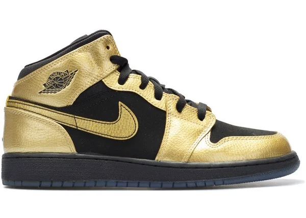 Giày Nike Air Jordan 1 Mid Metallic Gold Coin Black 555112-905