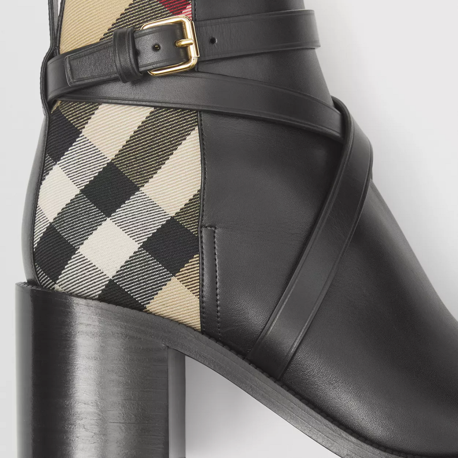 Giày Burberry House Check Leather Ankle Boots 'Archive Beige' - Ảnh 3