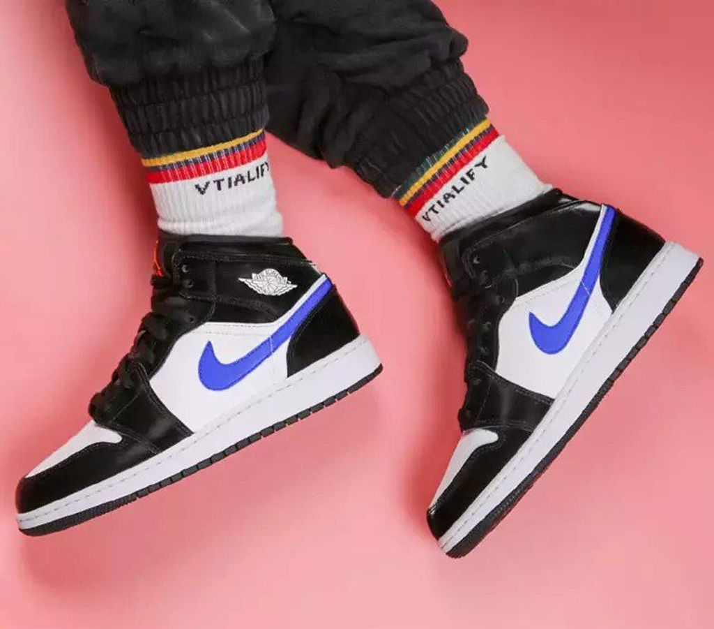 Giày Nike Air Jordan 1 Mid Black Racer Blue White (GS) 554725-084 - Ảnh 5