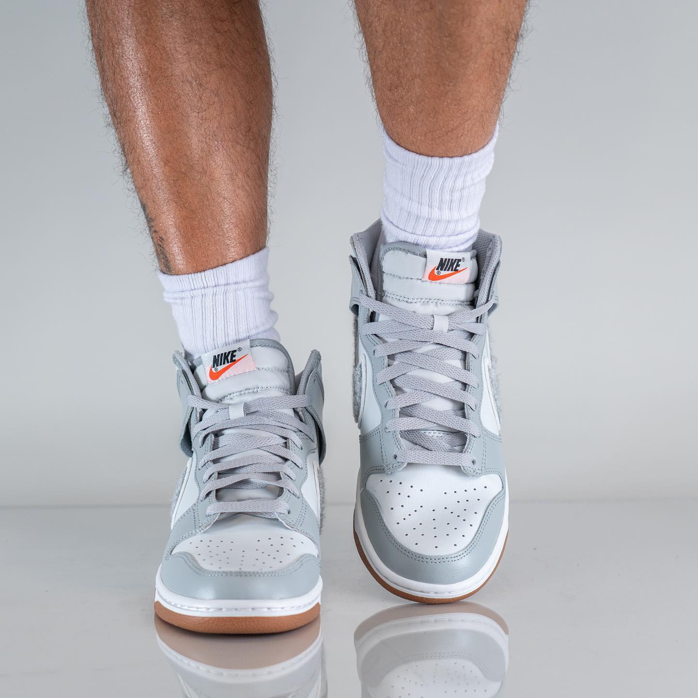 Giày Nike Dunk High University Chenille Swoosh Light Smoke Grey DR8805-003 - Ảnh 4