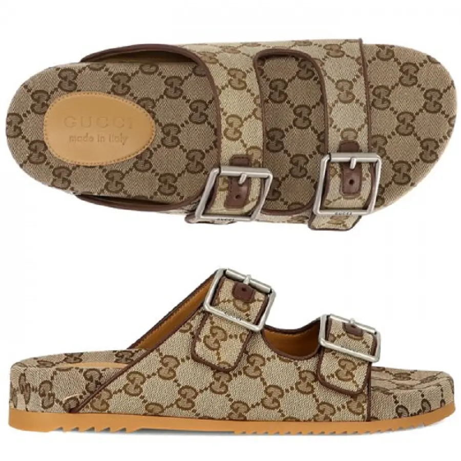 Dép Gucci Strap Slide Sandal 'Beige Canvas' 658020-2HK60-9791 - Ảnh 5