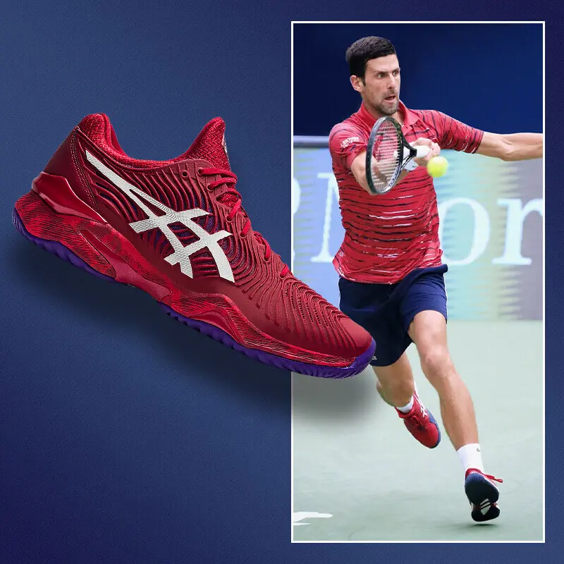 Alternative view of Giày Asics Court FF Novak 'Cranberry White' 1041A089-605