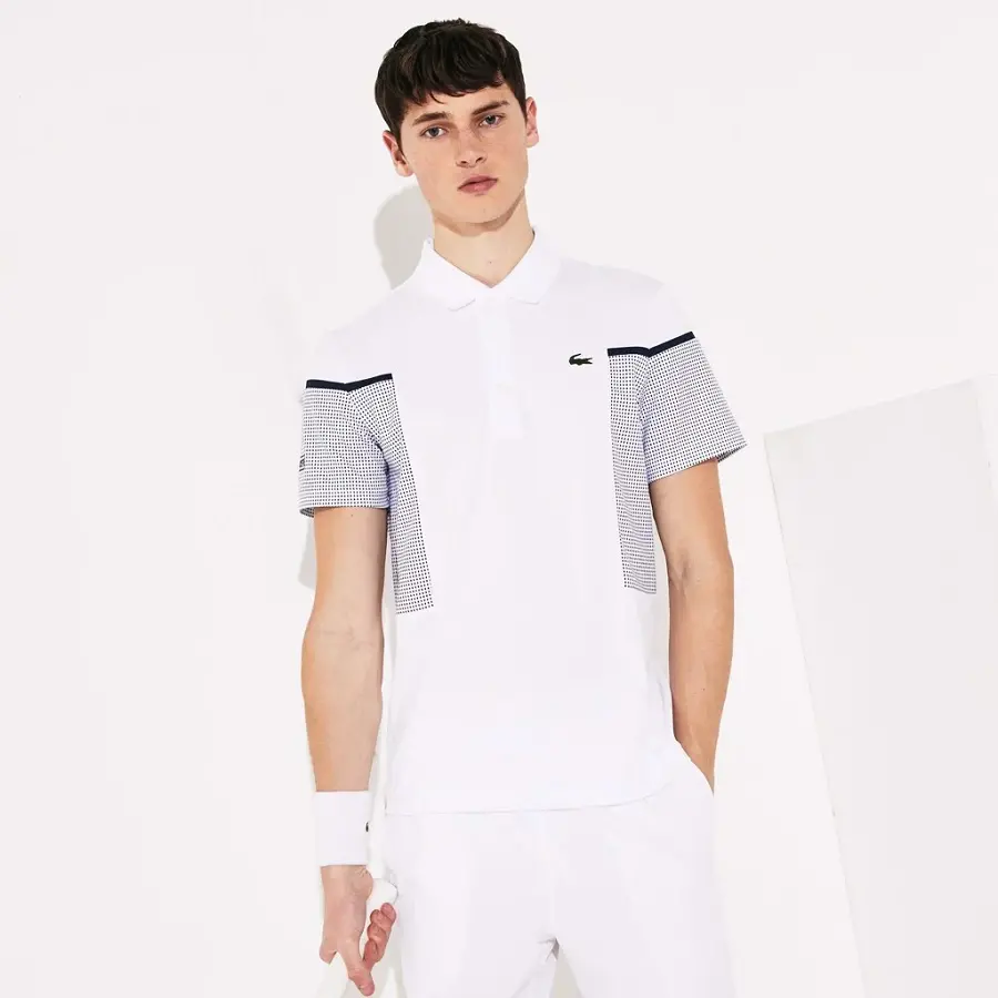 Áo Lacoste Polo SPORT Mesh Panel Tennis White DH4754-51-RHG - Ảnh 3