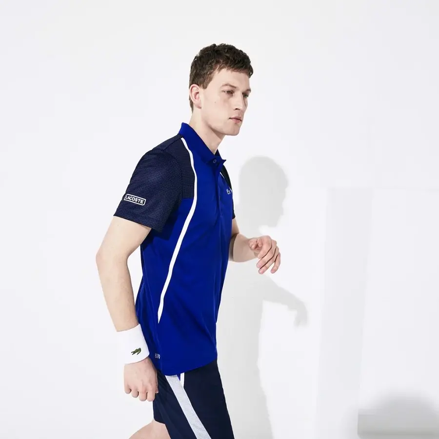 Áo Lacoste Polo SPORT Mesh Sleeved Tennis Blue DH4776-51-PHK - Ảnh 3