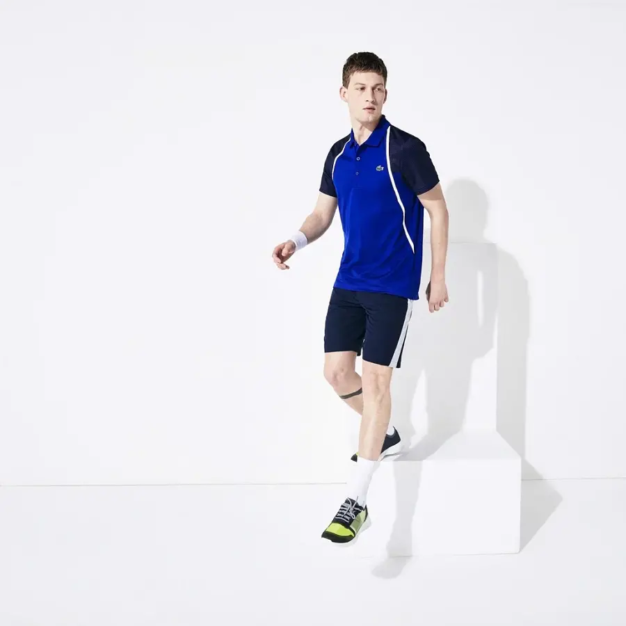 Áo Lacoste Polo SPORT Mesh Sleeved Tennis Blue DH4776-51-PHK - Ảnh 4