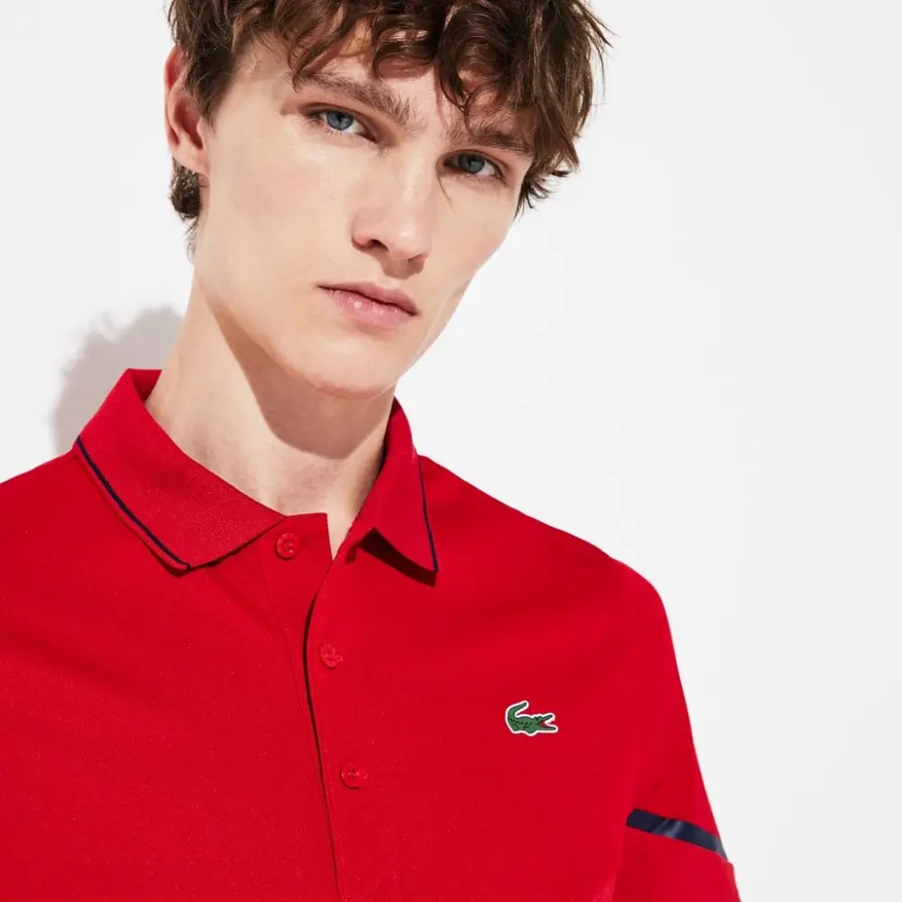 Áo Lacoste Polo Tennis Contrast Accent Pique Red Navy DH8501-00-2FV - Ảnh 3