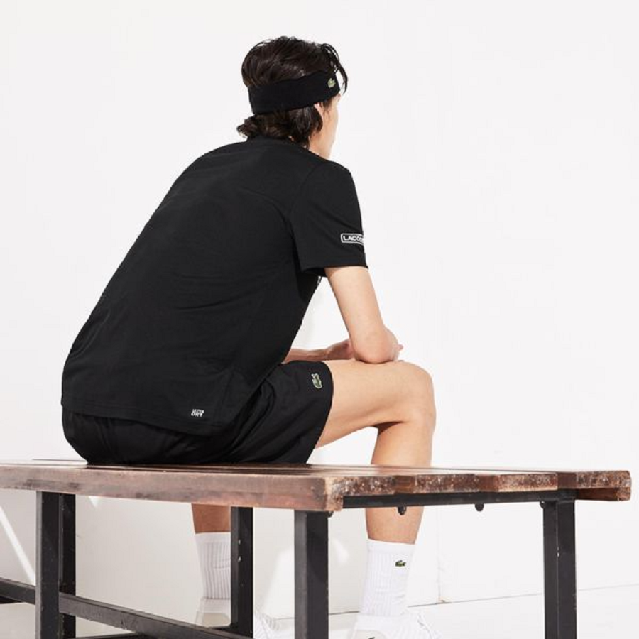 Áo Lacoste Polo Tennis Contrast Accent Pique Black WY DH8501-00-49K - Ảnh 2